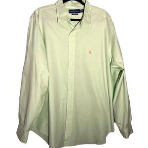 Men's Polo Ralph Lauren Classic Fit Cotton Green Button Down Shirt 18 36/37